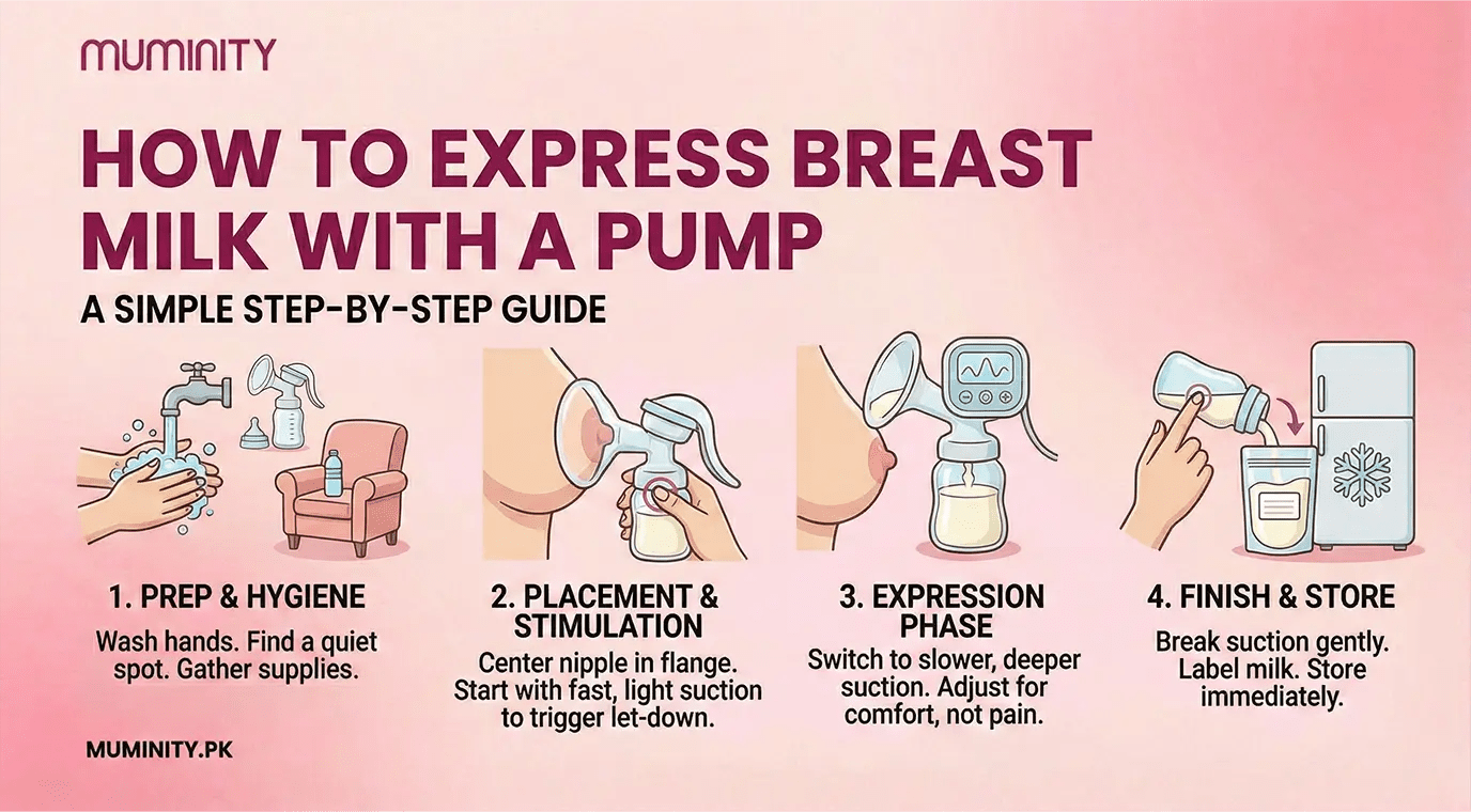 How to Express Breast Milk With a Pump – Muminity